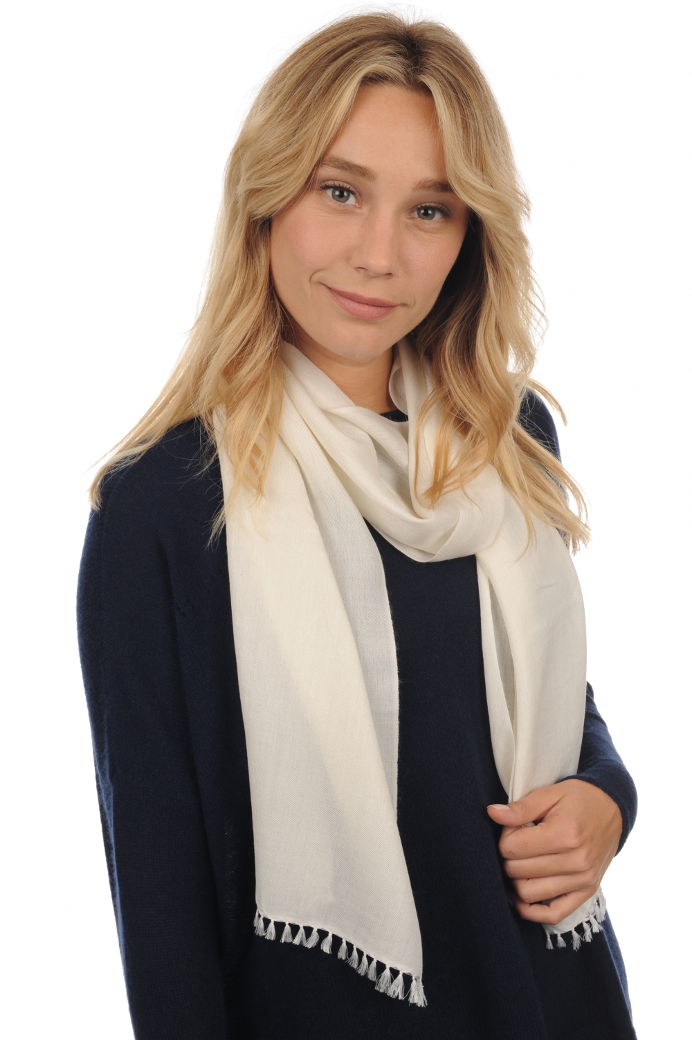 Cashmere & Silk accessories scarf mufflers scarva ecru 170x25cm